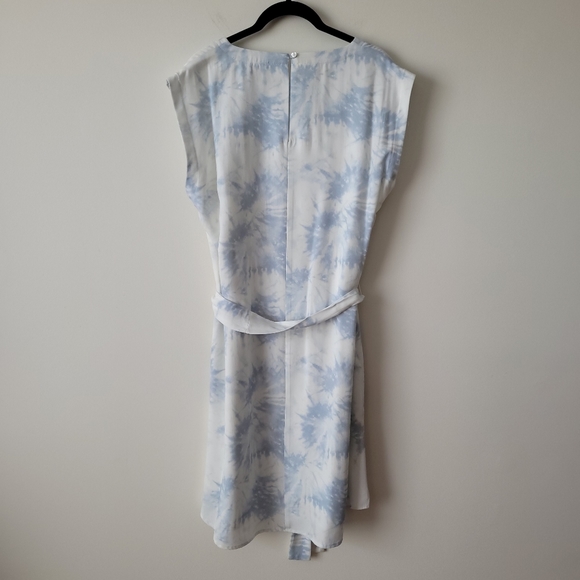NWT Melissa Nepton Canada White & Tie-Dye Blue Tencel Dress - Picture 3 of 14